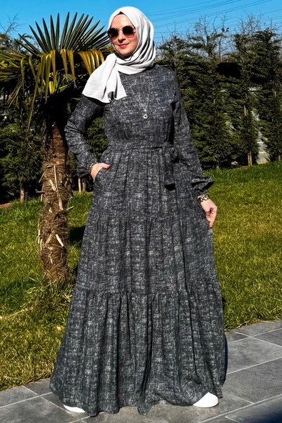 Kot Efektli Elbise Haki - Resim 8