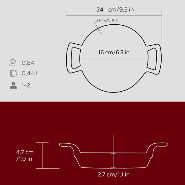 Lava Sahan Yuvarlak Kırmızı 16 Cm