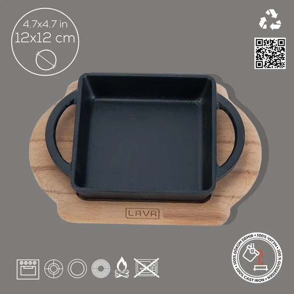 Lava Sahan Kare Siyah Mat Ahşap Stand 12 X 12 Cm Eco - 4