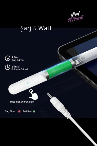 iPad A16 11 Nesil 2025 Avuç İçi Reddetme Özellikli Dokunmatik A3355 iPad Tablet Kalemi - Resim 5