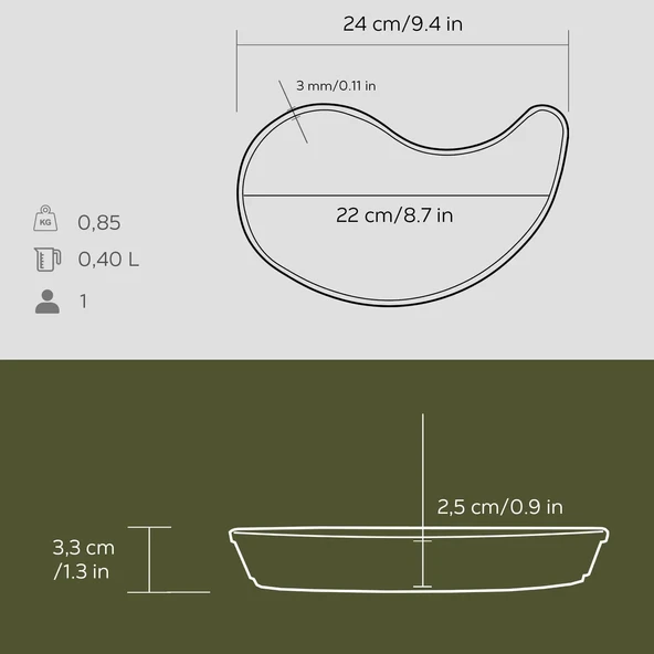 Lava Fajita Tabağı Damla Form Siyah Mat 10 X 20 Cm - 3