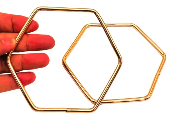 Çanta Aksesuar Light Gold Renk Altıgen Model Çift Metal Çanta Sapı