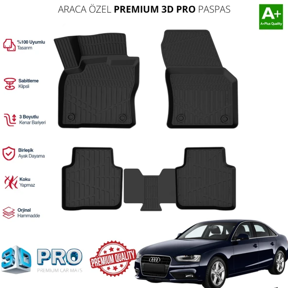 AUDİ A4 ARACA ÖZEL 3D PASPAS 2011 2012 2013 2014 2015 2016 ürün görseli 1