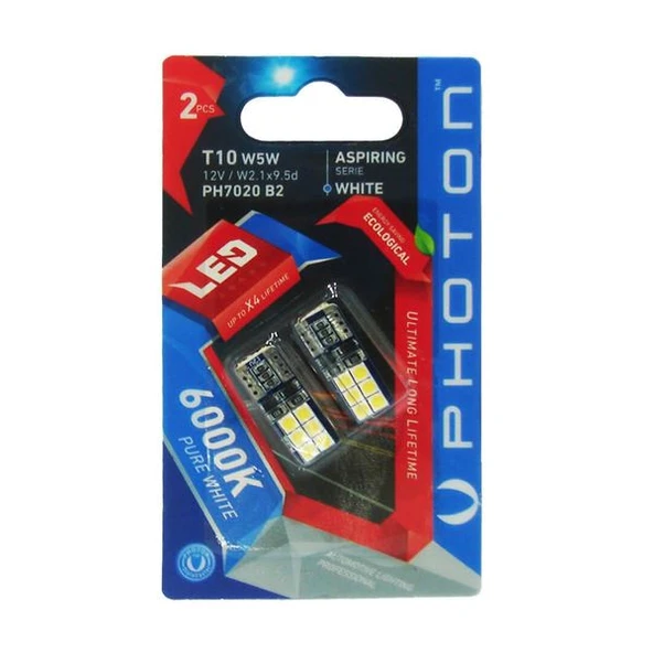 Photon T10 W5W 6+6 LED (2'LI BLISTER)