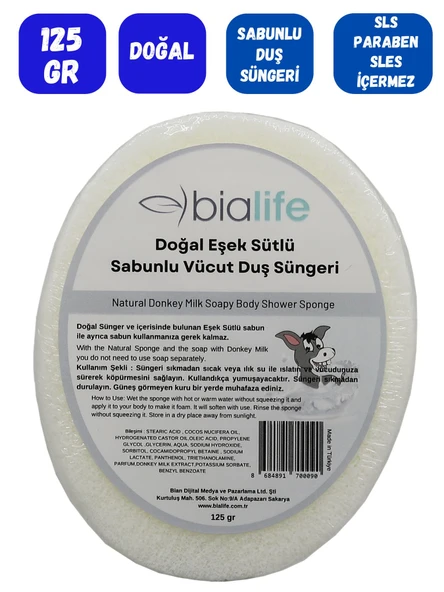 EŞEK SÜTÜ Özlü Doğal El Yapımı Sabunlu Vücut Duş Süngeri - Bialife - 2