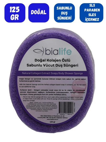 KOLAJEN Özlü Doğal El Yapımı Sabunlu Vücut Duş Süngeri - Bialife - 2