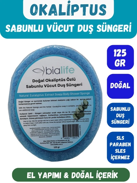 OKALİPTUS Özlü Doğal El Yapımı Sabunlu Vücut Duş Süngeri - Bialife