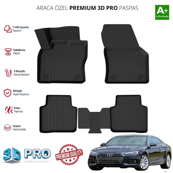 AUDİ A5 ARACA ÖZEL 3D PASPAS 2016 2017 2018 2019 2020 2021 ürün görseli 1