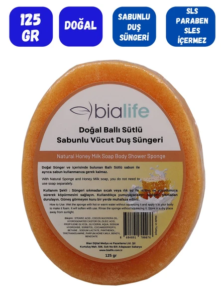 BALLI SÜTLÜ Özlü Doğal El Yapımı Sabunlu Vücut Duş Süngeri - Bialife - 2