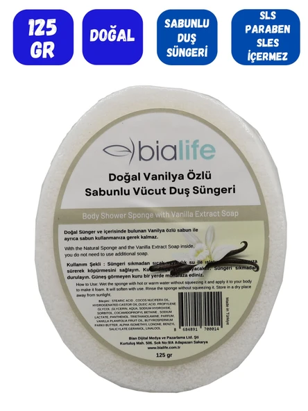 VANİLYA Özlü Doğal El Yapımı Sabunlu Vücut Duş Süngeri - Bialife - 2