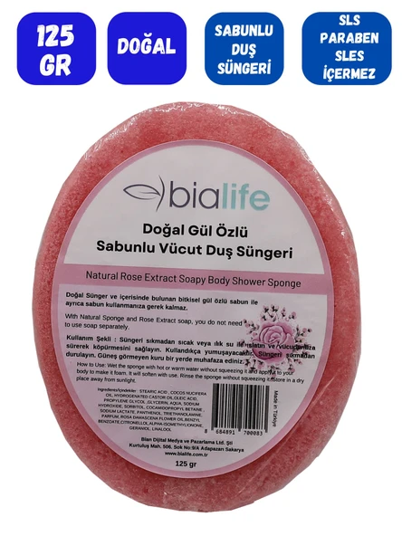 GÜL Özlü Doğal El Yapımı Sabunlu Vücut Duş Süngeri - Bialife - 2
