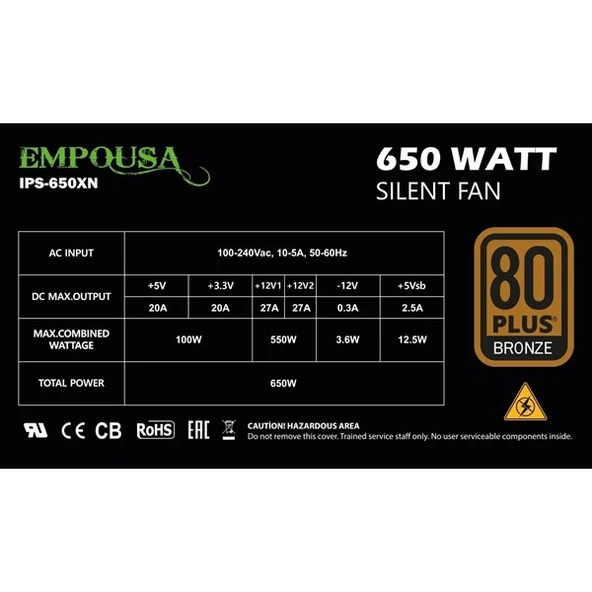 INCA 650W 80+ BRONZE EMPOUSA IPS-650XN Power Supply - Resim 6