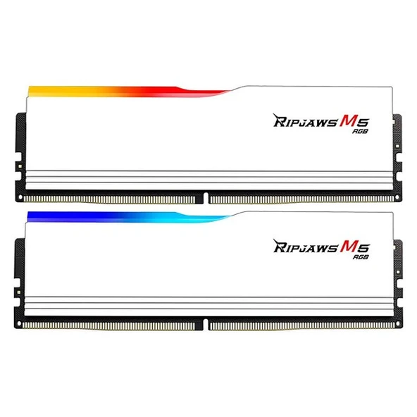 GSKILL 32GB (2X 16GB) DDR5 6000Mhz CL36 RGB DUAL KIT PC RAM RIPJAWS M5 F5-6000J3636F16GX2-RM5RW BEYAZ - 1
