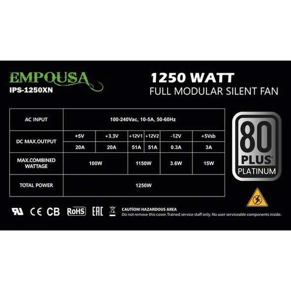 INCA 1250W 80+ PLATINUM EMPOUSA IPS-1250XN PCIe5.0 Tam Modüler Power Supply - 7