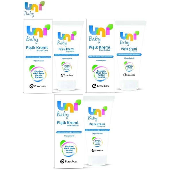 Uni Baby Bebek Bakım Pişik Önleyici Kremi 75Ml Pro Active (3 Lü Set) ürün görseli 1