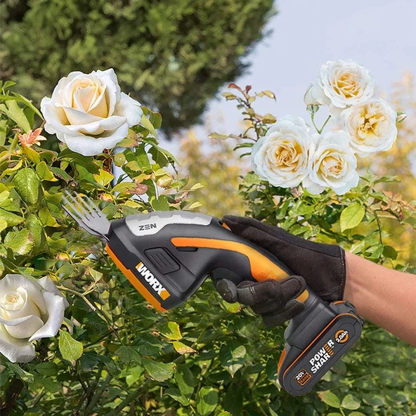 WORX WG801E.5 20Volt 2.0Ah. Li-ion Şarjlı Profesyonel Avuç İçi Çim Kesme, Çit Budama/Çapalama - Resim 4