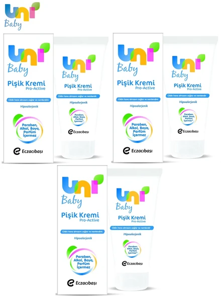 Uni Baby Bebek Bakım Pişik Önleyici Kremi 75Ml Pro Active (3 Lü Set)