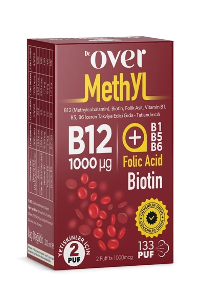 Dr. Over B12 Plus B12 Biotin Folik Asit Vitamin B1 B5 B6 İçeren Takviye Edici Gıda 20 ml - 2