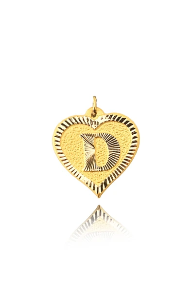 0.25 Gram 14 Ayar D Harfi Kalp Kolye Ucu