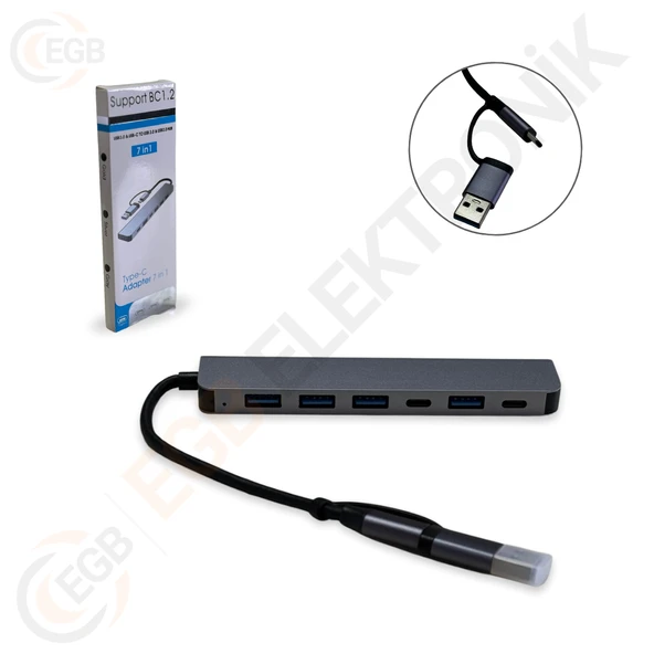 GABBLE GAB-TY701 ÇEVİRİCİ TYPE-C TO 3.0 7 IN 1 USB + HDTV 4K - 2