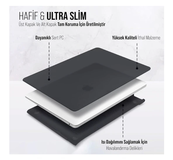 Macbook Pro 16.2 2021 Polikarbon Koruyucu Buzlu Kapak - 8
