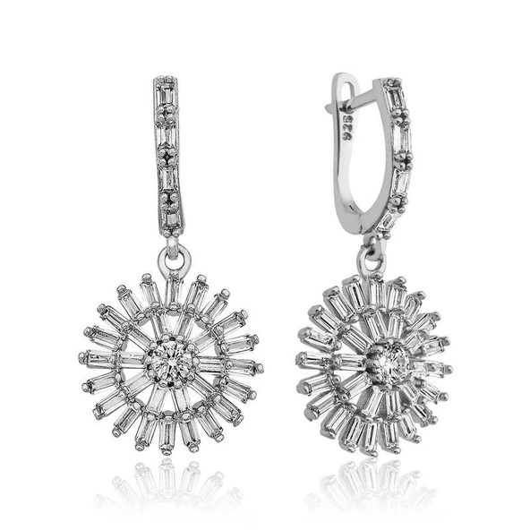 Gümüş Baget Taşlı Küpe ürün görseli 1