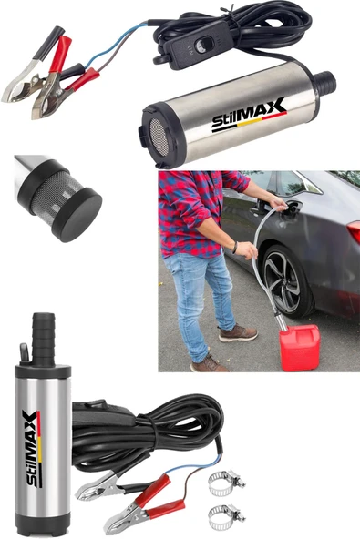 Germany Paslanmaz Gövdeli Hafif ve Mini Mazot Sıvı Yakıt Aktarma Transfer Pompası 12V  Bakır Motor - 2