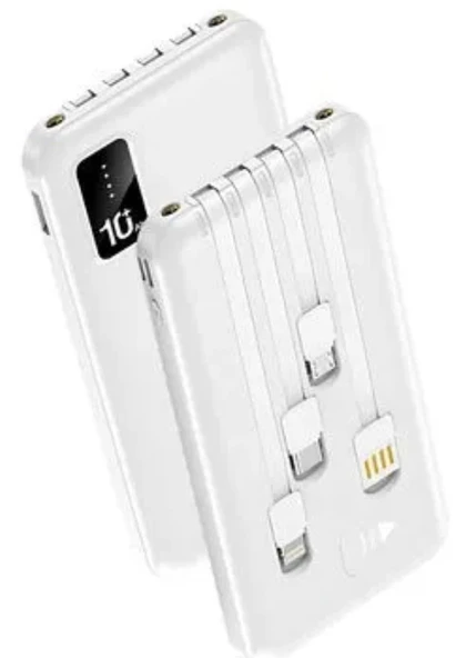 Bpb04 10000 mah powerbank LCD Ekranlı 3in1 Kablolu, 2.1A Hızlı Şarj, USB-A USB-C Girişli - 6
