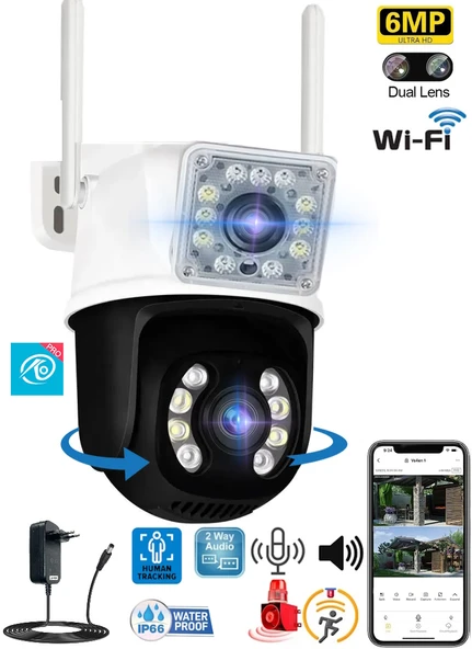 O-Kam 3012 Dual Lens 6MP Wifi Akıllı Kamera , Yapay Zeka, Gece Görüş, Karşılıklı Konuşma - 1