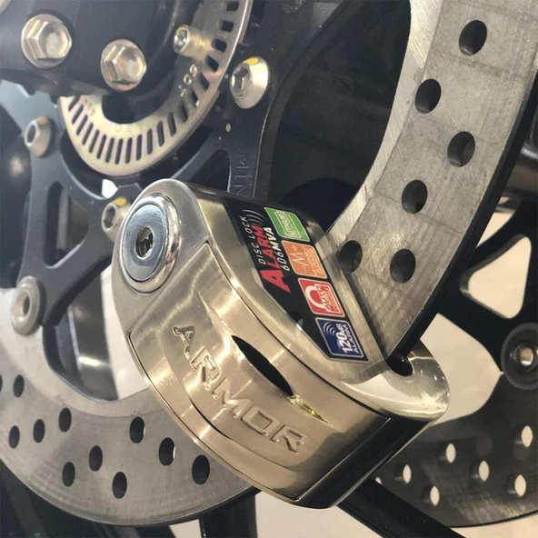 Armor Alarmlı Motorsiklet Disk Kilidi Çelik Gövde 606 Mva 6mm-İnox - 2