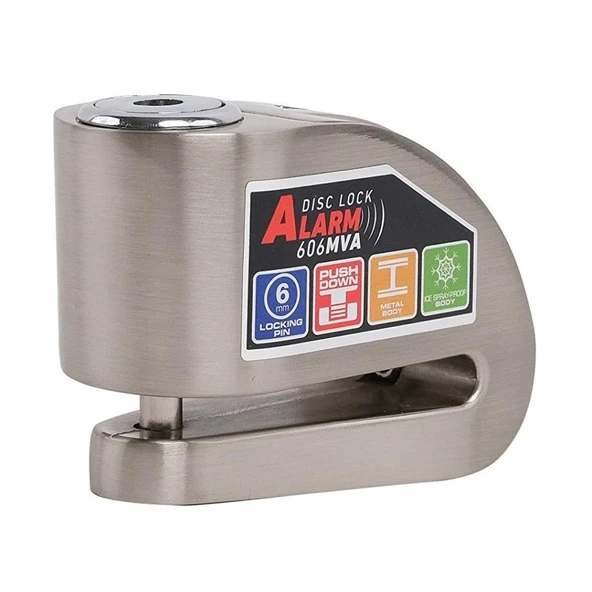 Armor Alarmlı Motorsiklet Disk Kilidi Çelik Gövde 606 Mva 6mm-İnox - 5