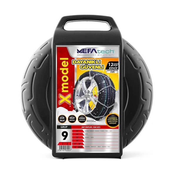 MefaTech X Model Oto Araba Anti Patinaj Takmatik Kar Zinciri 12mm No:9