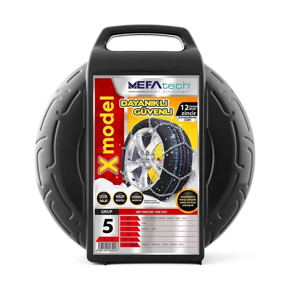 MefaTech X Model Oto Araba Anti Patinaj Takmatik Kar Zinciri 12mm No:5