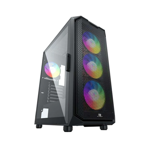 PowerBoost PB-P521LBK 750w 80+ Bronze USB 3.0 ATX Mesh RGB fan siyah Kasa