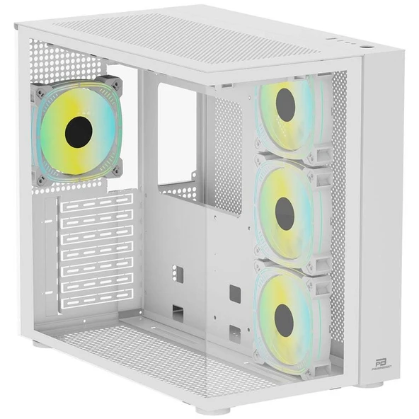 PowerBoost PB-SS02W Sea View USB 3.0, ATX 7 x ARGB Fanli, Beyaz Kasa PSU Yok - 3