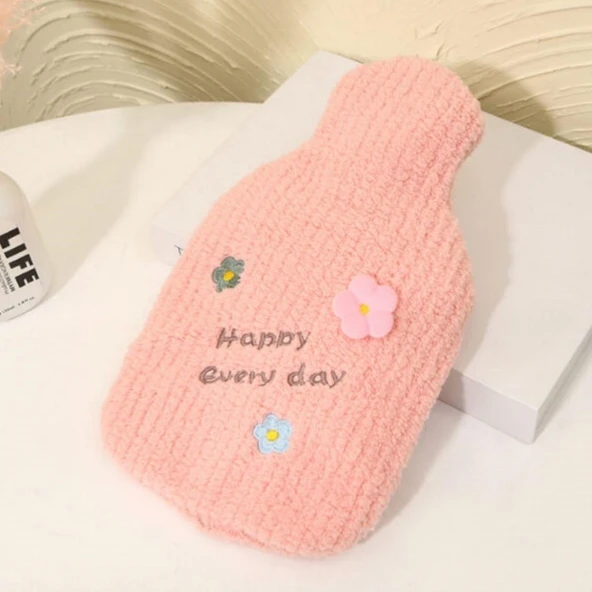 1 Litre El Geçirmeli Örgülü Sıcak Su Torbası Happy - 4