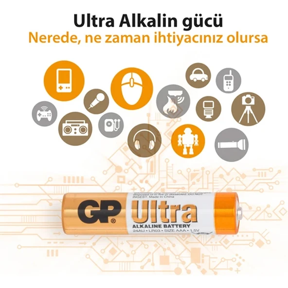 GP Ultra Alkalin AAA Boy İnce Pil 1.5V 1 Adet - 2