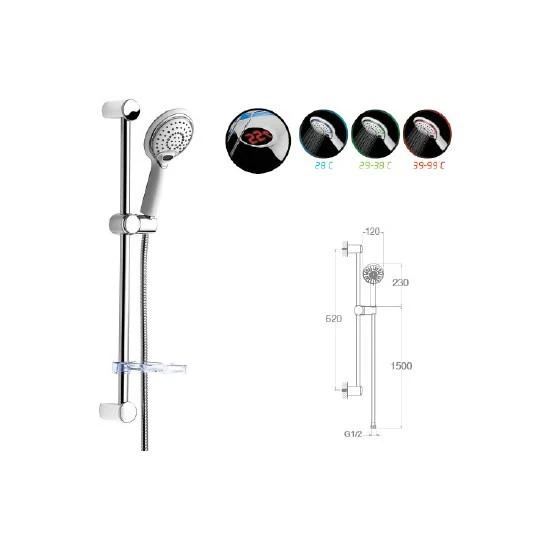 Lcd Led Sürgülü Duş Seti + Ø20Mm Krom Kaplı Paslanmaz + Elduşu ürün görseli 1