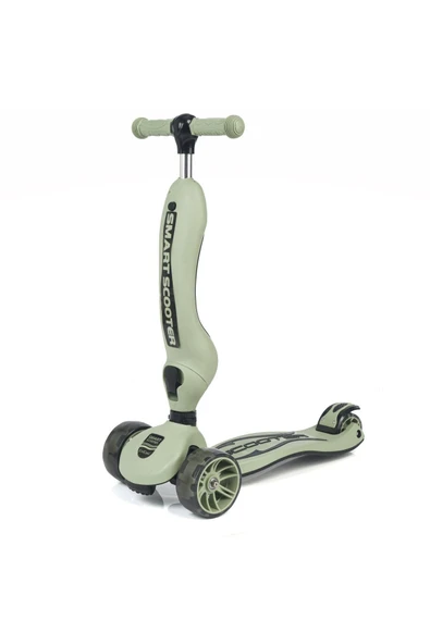Smart Oturaklı Çocuk Scooter 3 Tekerlekli Led Işıklı Scooter Yükseklik Ayarlı 1-5 Yaş Yeşil - 5
