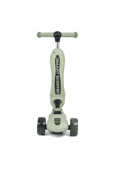 Smart Oturaklı Çocuk Scooter 3 Tekerlekli Led Işıklı Scooter Yükseklik Ayarlı 1-5 Yaş Yeşil - 7