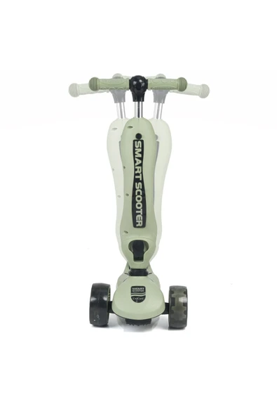 Smart Oturaklı Çocuk Scooter 3 Tekerlekli Led Işıklı Scooter Yükseklik Ayarlı 1-5 Yaş Yeşil - 8