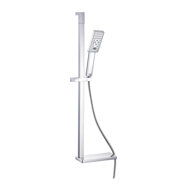 Kare Sürgülü Duş Seti + 3 Fonksiyonlu Tuşlu Elduşu+30X15Mm Krom Kaplı - 2