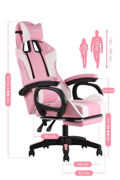 Fashcolle Dynamic Pink Masajlı Oyuncu Koltuğu - 5
