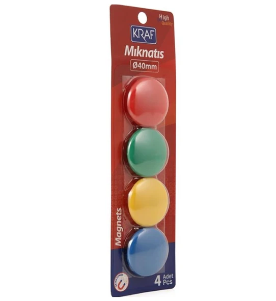 Kraf Yuvarlak Renkli Mıknatıs 40Mm 4Lü - 2 paket