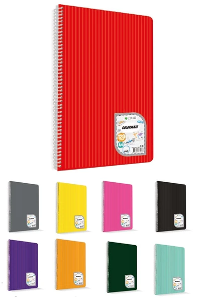 Çınar Colormaxi 72 Yaprak Çizgili A4 Defter Pp Kapak Spiralli - 3 adet