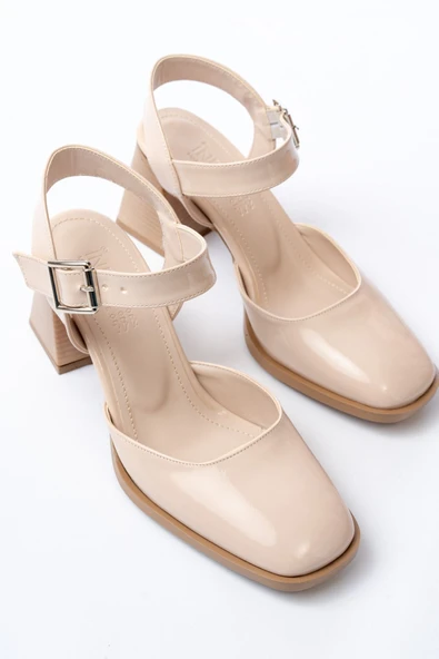 İNF-40450 Bej Rugan Günlük Arkası Açık Topuklu Bayan Ayakkabı - Resim 5