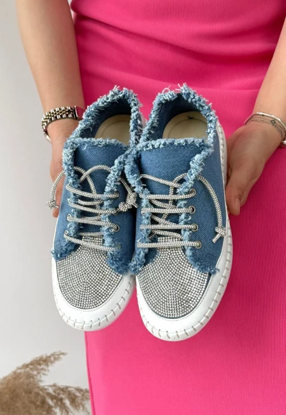 Enber Mavi Kot Bağcıklı Spor Ayakkabı - 4