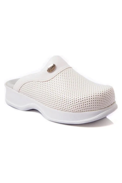 Kadın Beyaz Ortopedik Sabo Terlik Doktor Terliği Hemşire Terliği Aşçı Terliği - 2