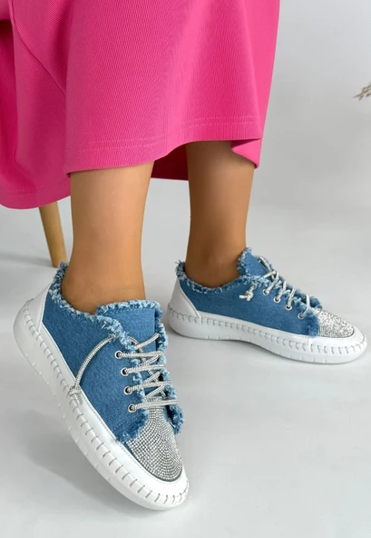 Enber Mavi Kot Bağcıklı Spor Ayakkabı - 3