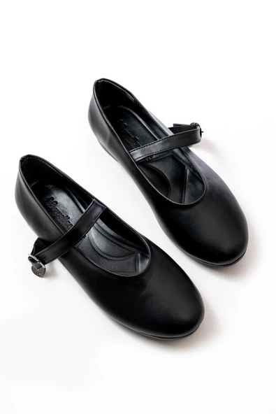 İNF-324 Siyah Baretli Tokalı Günlük Kadın Babet - 5